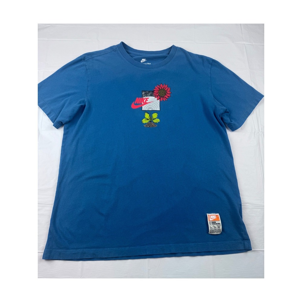 Nike Grow Your Sole Graphic T-Shirt Mens Medium Blue Short Sleeve Tee